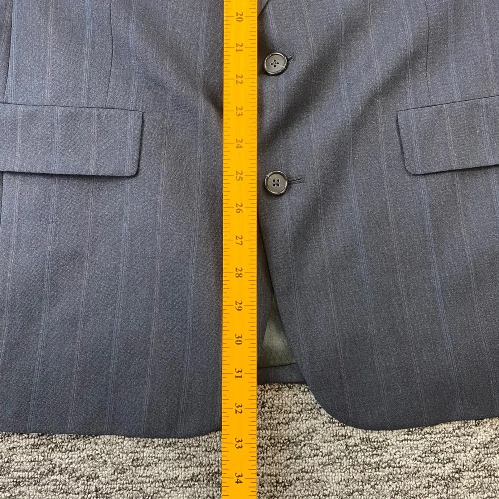 Hart Schaffner Marx Mens 40R Vintage Navy Pinstripe Wool Blazer USA Union Made